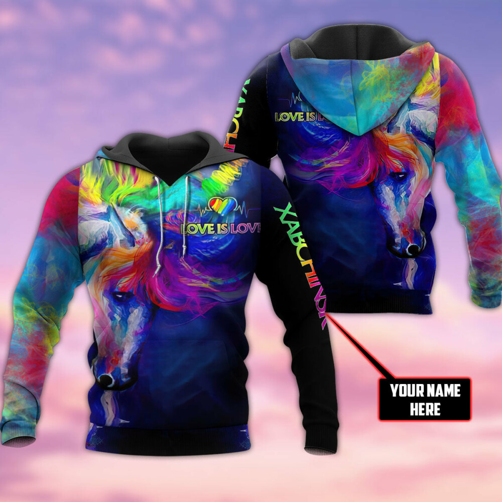 LGBT Unicorn Colorful Personalized - Hoodie - Owl Ohh - Owl Ohh