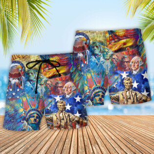 America My Patriotic Heart Beats Red White and Blue Freedom - Beach Short - Owl Ohh - Owl Ohh