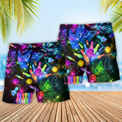 Bowling Rolling With My Homies Cats Color Stunning - Beach Short - Owl Ohh - Owl Ohh