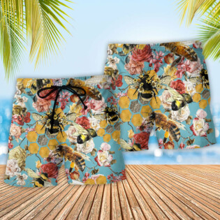 Bee Let Make Gorgeous Roses Floral - Beach Short - Owl Ohh - Owl Ohh