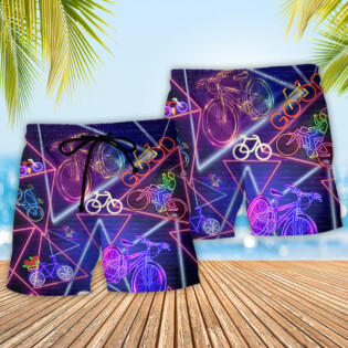 Bike Neon Style Love Purple Stunning - Beach Short - Owl Ohh - Owl Ohh