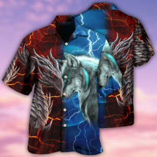 Dragon And Wolf Let's Fight - Hawaiian Shirt - Owl Ohh for men and women, kids - Owl Ohh