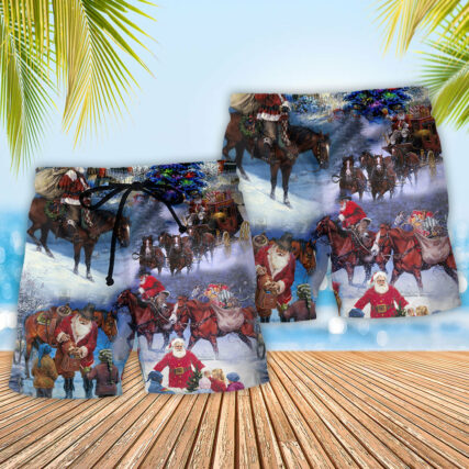 Santa Cowboy Christmas Love Children - Beach Short - Owl Ohh - Owl Ohh