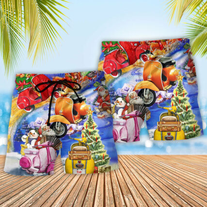 Scooter Chill With Your Scooters By Greece Beach Merry Christmas - Beach Short - Owl Ohh - Owl Ohh