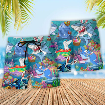 Shark Let's Enjoy Easter With Sharks - Beach Short - Owl Ohh - Owl Ohh