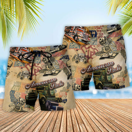 Skull Love Life America Pride - Beach Short - Owl Ohh - Owl Ohh