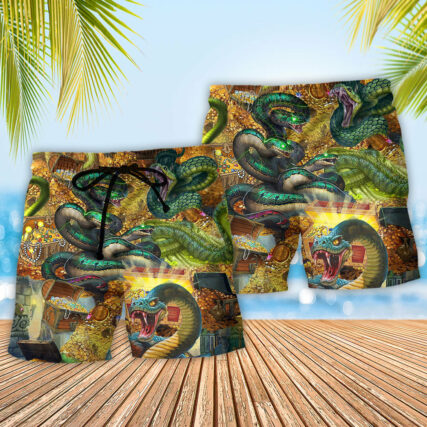 Snake Love Gold Cool Style - Beach Short - Owl Ohh - Owl Ohh