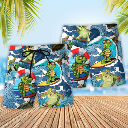 Turtle Surf Happy Style Funny - Beach Short - Owl Ohh - Owl Ohh