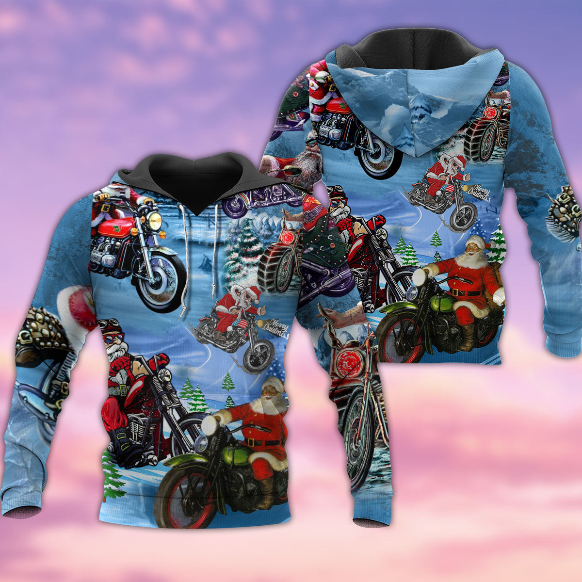 Christmas Driving With Santa Claus With Colorful - Hoodie - Owl Ohh