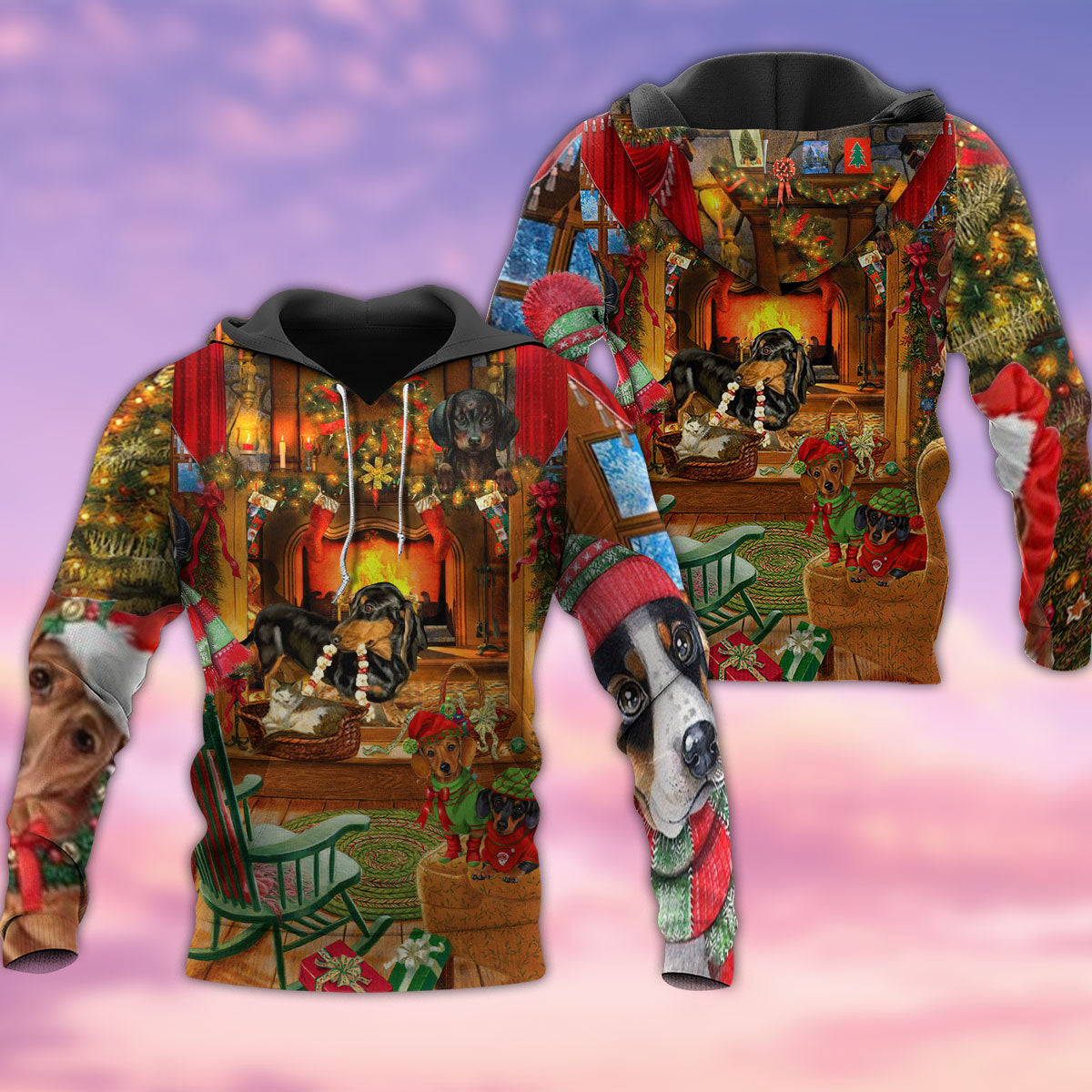 Christmas Love Home Love Dogs With Red Style - Hoodie - Owl Ohh