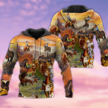 Cowboy Grassland Life Style Near The Mountain - Hoodie - Owl Ohh - Owl Ohh