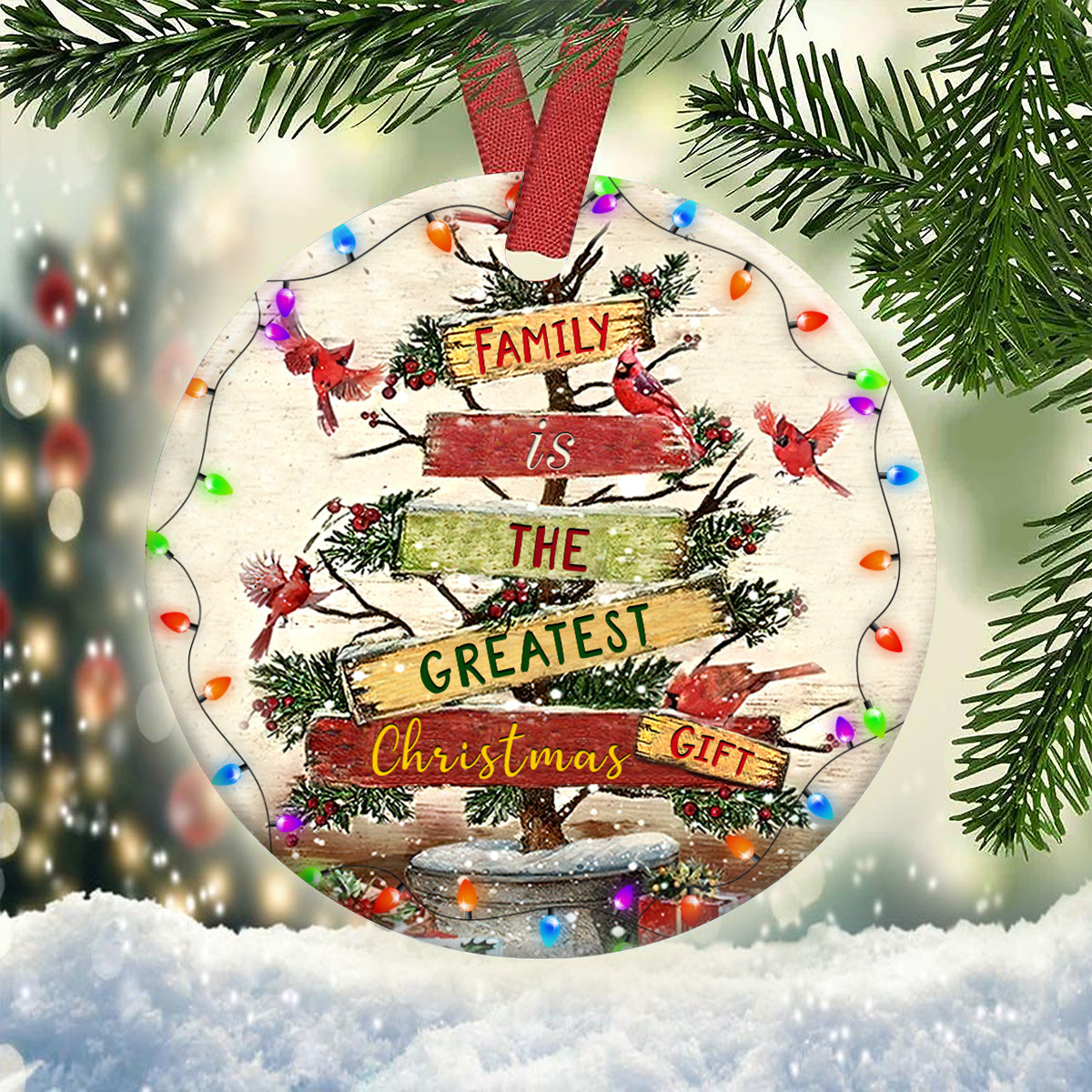 Family Christmas Is The Greatest Christmas - Circle Ornament - Owl Ohh - Owl Ohh
