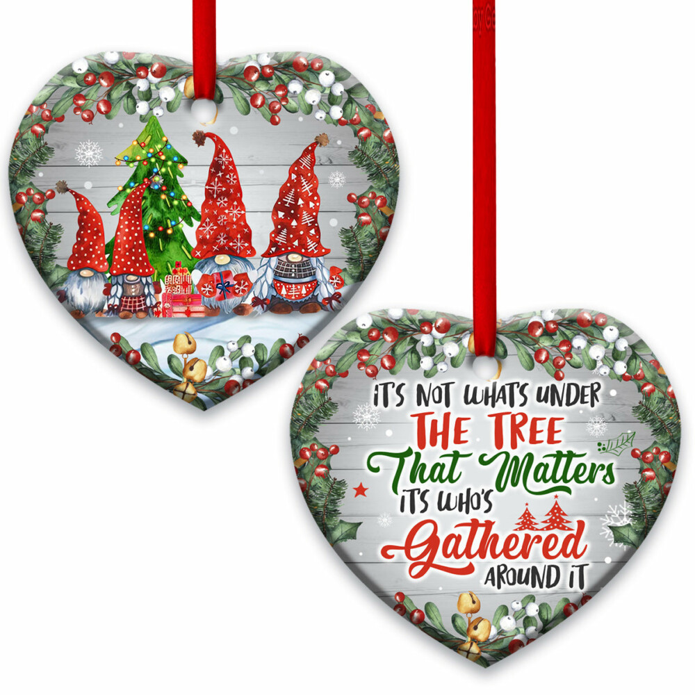 Family Christmas Its Not What Under The Tree That Matters its Whos Gathered Around It - Heart Ornament - Owl Ohh - Owl Ohh