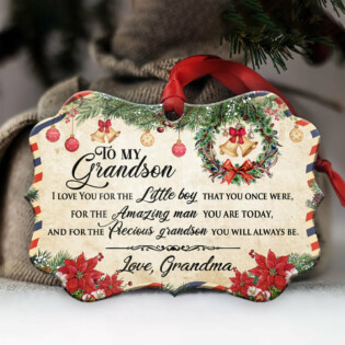 Family Christmas Letter Grandma To Grandson - Horizontal Ornament - Owl Ohh - Owl Ohh