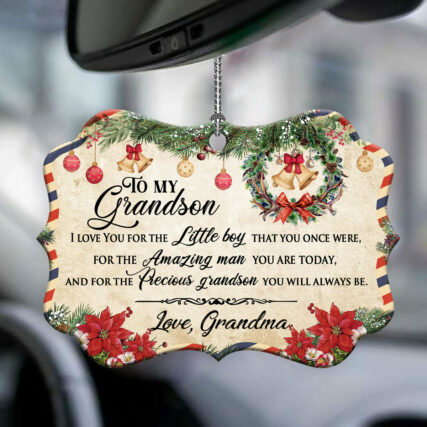 Family Christmas Letter Grandma To Grandson - Horizontal Ornament - Owl Ohh - Owl Ohh