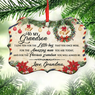 Family Christmas Letter Grandma To Grandson - Horizontal Ornament - Owl Ohh - Owl Ohh