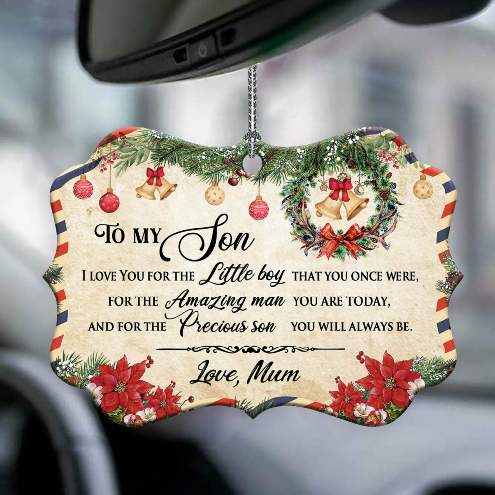 Family Christmas Letter Mom To Son - Horizontal Ornament - Owl Ohh - Owl Ohh
