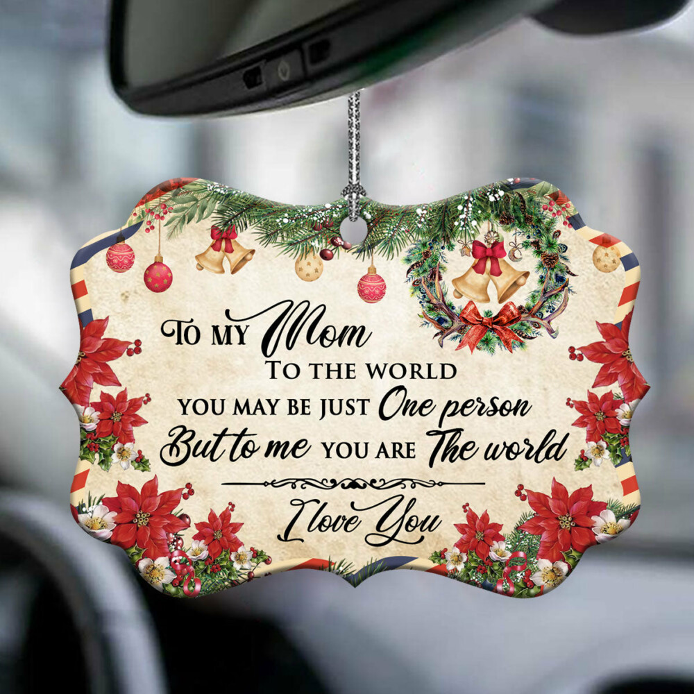 Family Mom Is The World To Me Christmas Letter - Horizontal Ornament - Owl Ohh - Owl Ohh