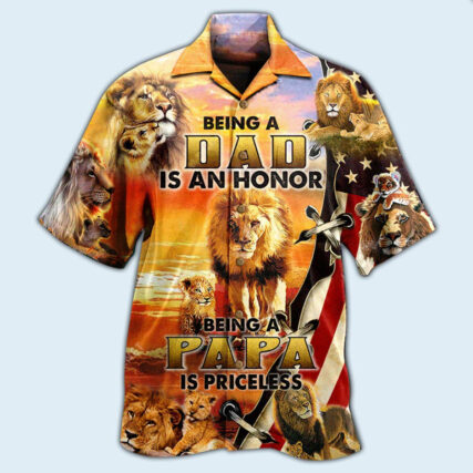 Lion Family Being A Dad Is An Honor Being A Papa Is Priceless - Hawaiian Shirt - Owl Ohh - Owl Ohh