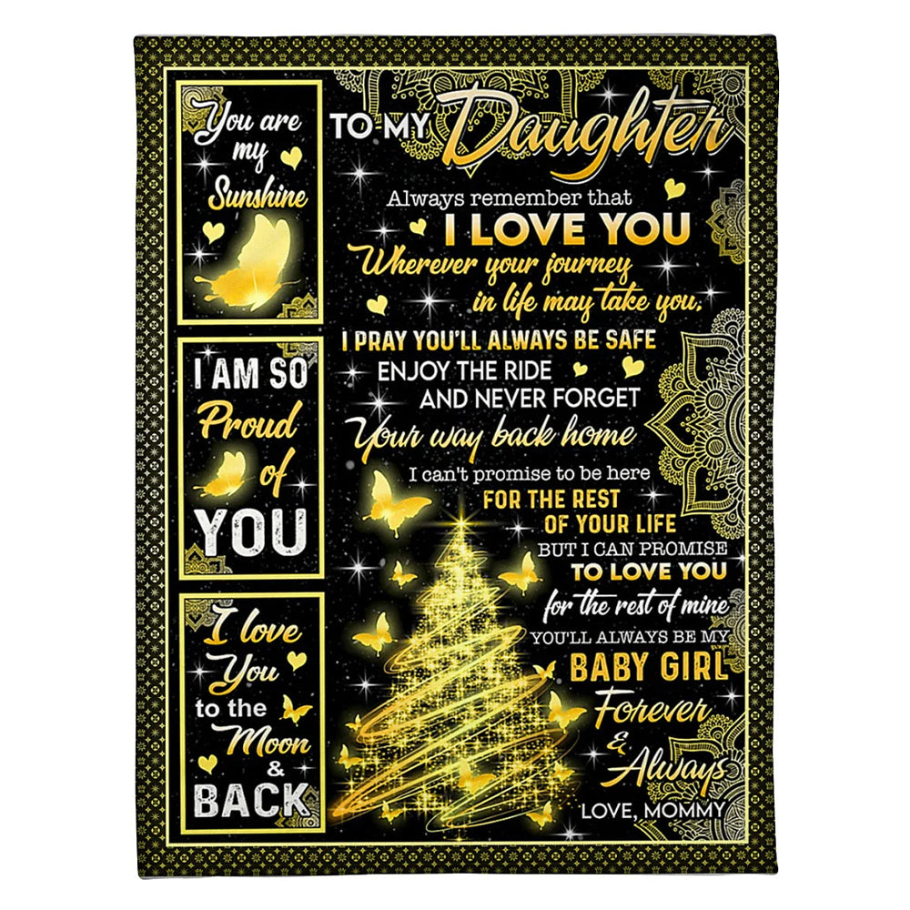 Family I Am So Proud Of You Best Gift For Daughter Black And Yellow - Flannel Blanket - Owl Ohh - Owl Ohh