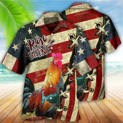 Farm America And Chicken Rise Shine - Hawaiian Shirt - Owl Ohh - Owl Ohh