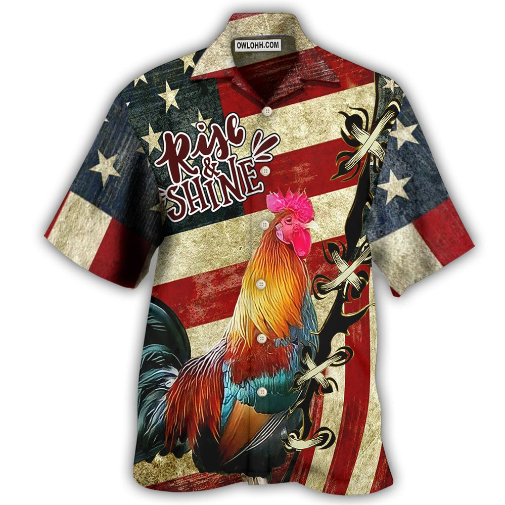 Farm America And Chicken Rise Shine - Hawaiian Shirt - Owl Ohh - Owl Ohh