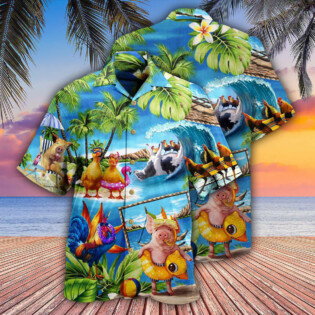 Farm Animals Stay Cool Duck Chicken Pig - Hawaiian Shirt - Owl Ohh - Owl Ohh