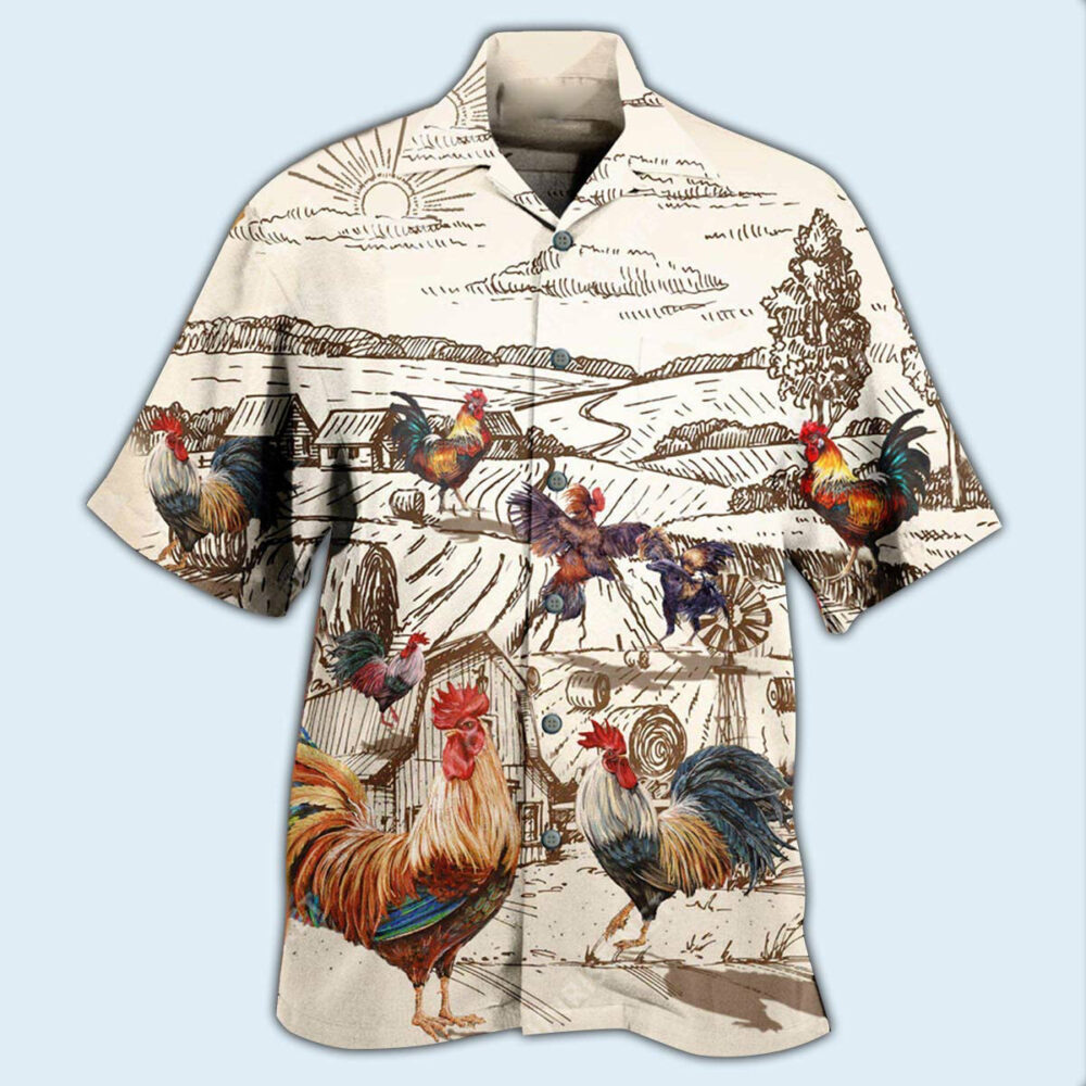 Chicken Awesome Farmer Roosters - Hawaiian Shirt - Owl Ohh - Owl Ohh