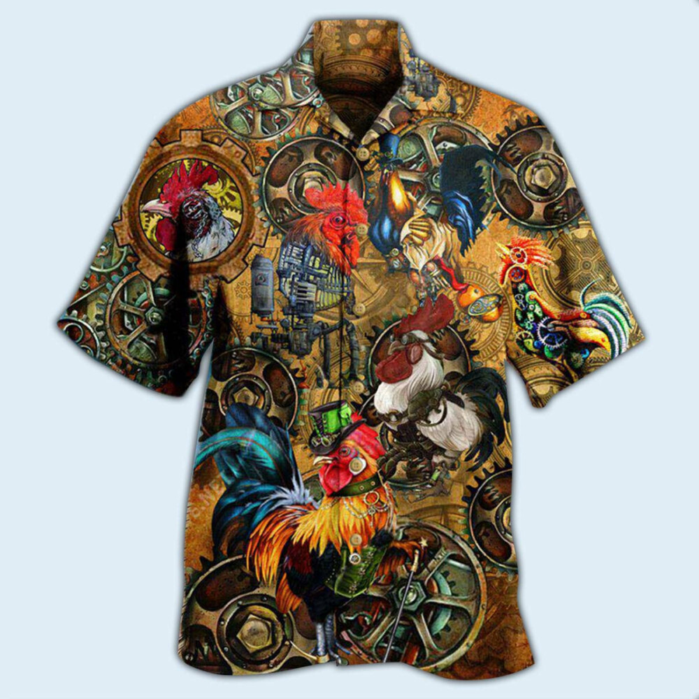 Chicken Rooster Steampunk - Hawaiian Shirt - Owl Ohh - Owl Ohh