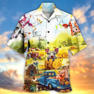 Farm Happy With Cow And Pig - Hawaiian Shirt - Owl Ohh - Owl Ohh