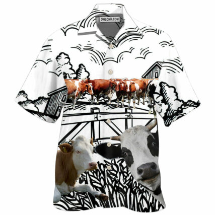 Cow Farm Cow Funny - Hawaiian Shirt - Owl Ohh - Owl Ohh