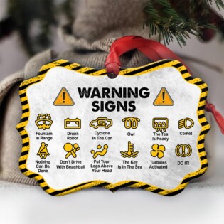 Family Father Gift Warning Signs - Horizontal Ornament - Owl Ohh - Owl Ohh