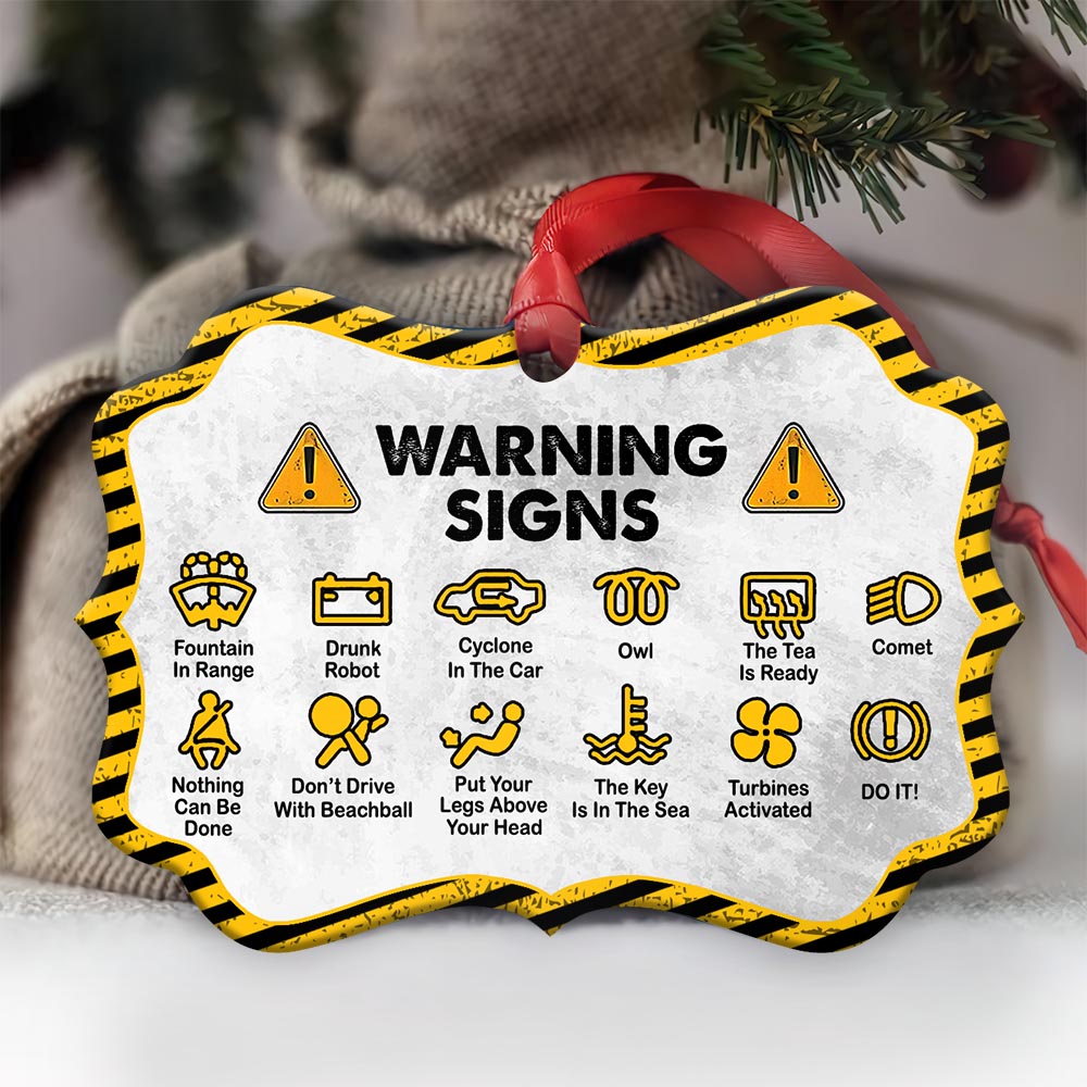 Family Father Gift Warning Signs - Horizontal Ornament - Owl Ohh - Owl Ohh