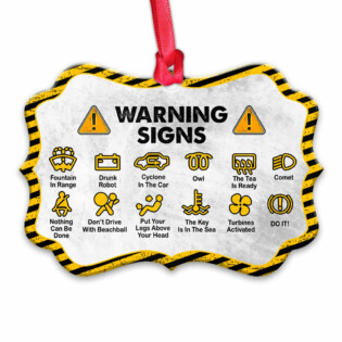 Family Father Gift Warning Signs - Horizontal Ornament - Owl Ohh - Owl Ohh
