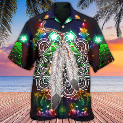 Native Feather Mandala Merry Christmas Stunning - Hawaiian Shirt - Owl Ohh - Owl Ohh