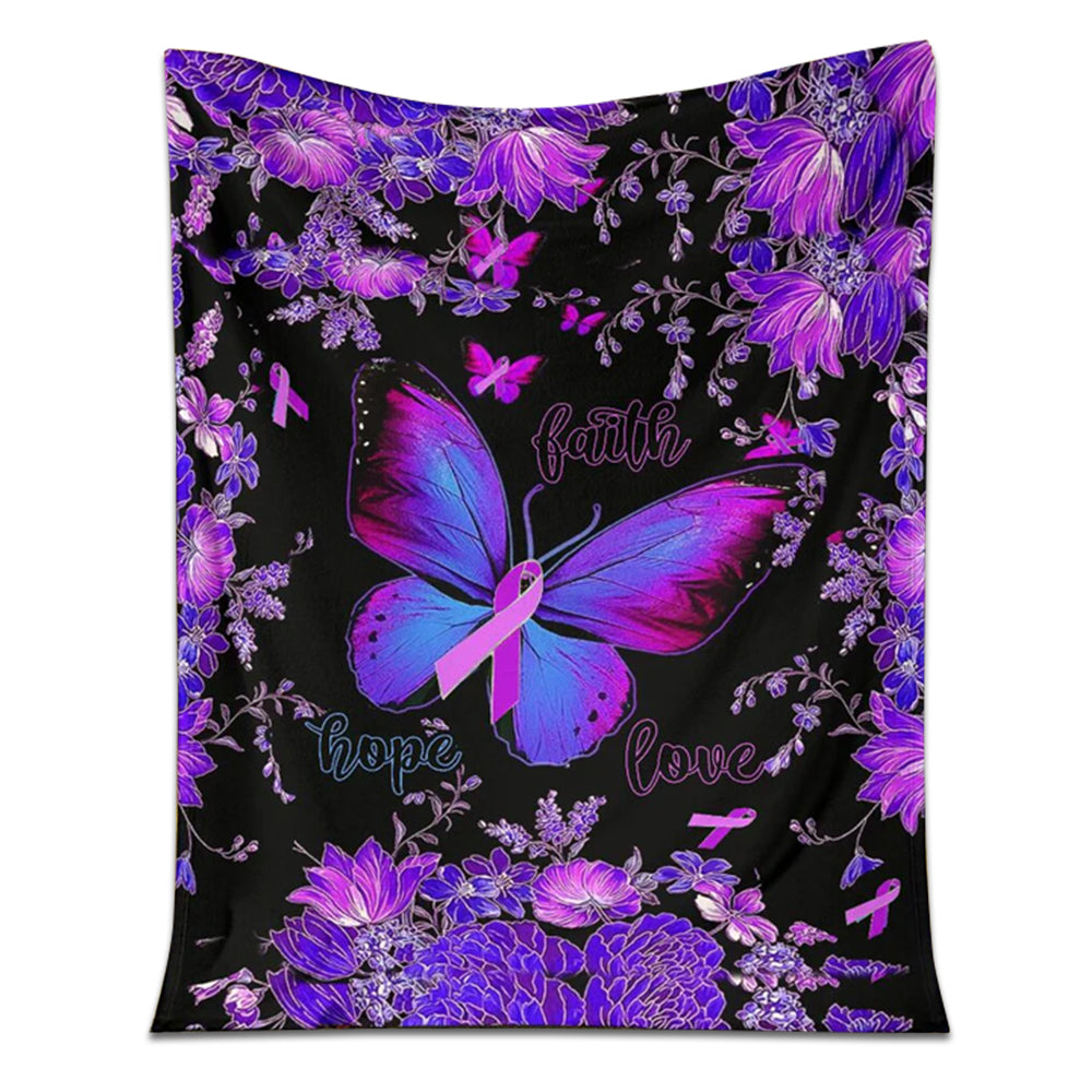 Fibromyalgia Awareness Butterfly Faith Hope Love - Flannel Blanket - Owl Ohh - Owl Ohh