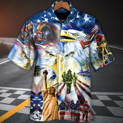 Firefighter America Proud Forever - Hawaiian Shirt - Owl Ohh - Owl Ohh