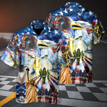 Firefighter America Proud Forever - Hawaiian Shirt - Owl Ohh - Owl Ohh