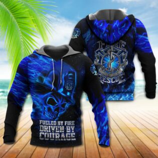 Firefighter Blue Skull Firefighter With Black - Hoodie - Owl Ohh - Owl Ohh
