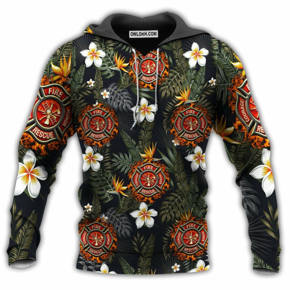Firefighter Lover With Flower - Hoodie - Owl Ohh - Owl Ohh
