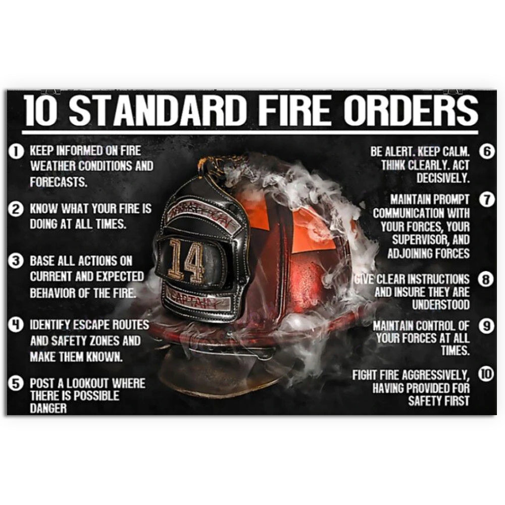 Firefighter Standard Fire Orders Black Style - Horizontal Poster - Owl Ohh - Owl Ohh