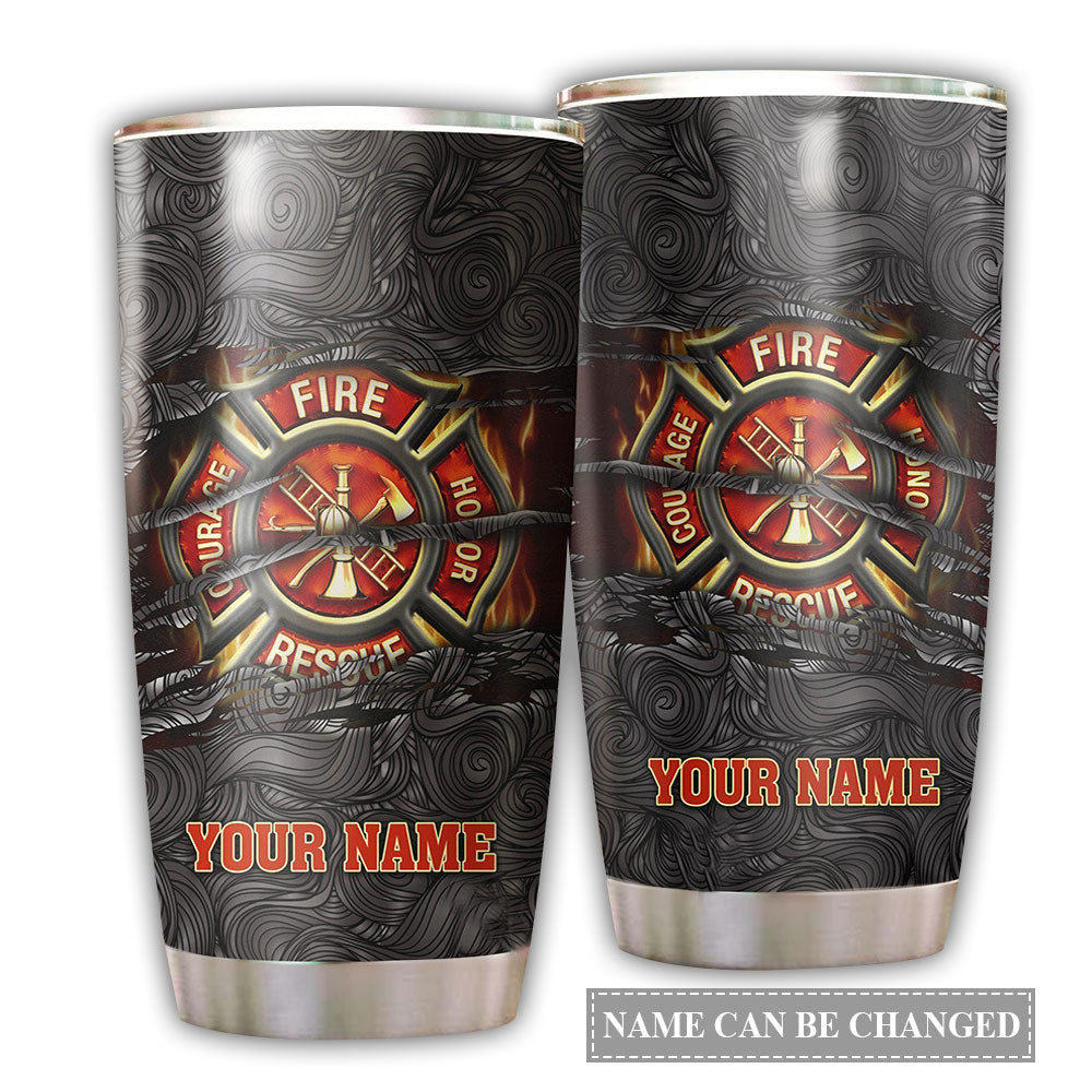 Firefighter Symbol Personalized - Tumbler - Owl Ohh - Owl Ohh