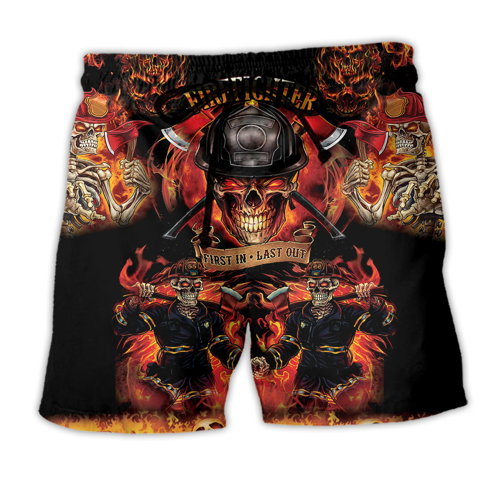 Firefighters On Fire Love Life Red And Black - Beach Short - Owl Ohh - Owl Ohh