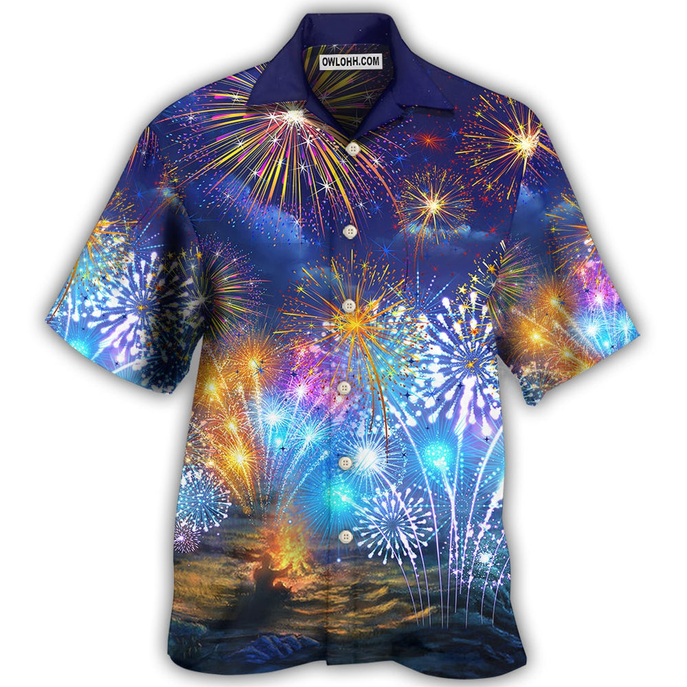 Firework By Night - Hawaiian Shirt - Owl Ohh for men and women, kids - Owl Ohh