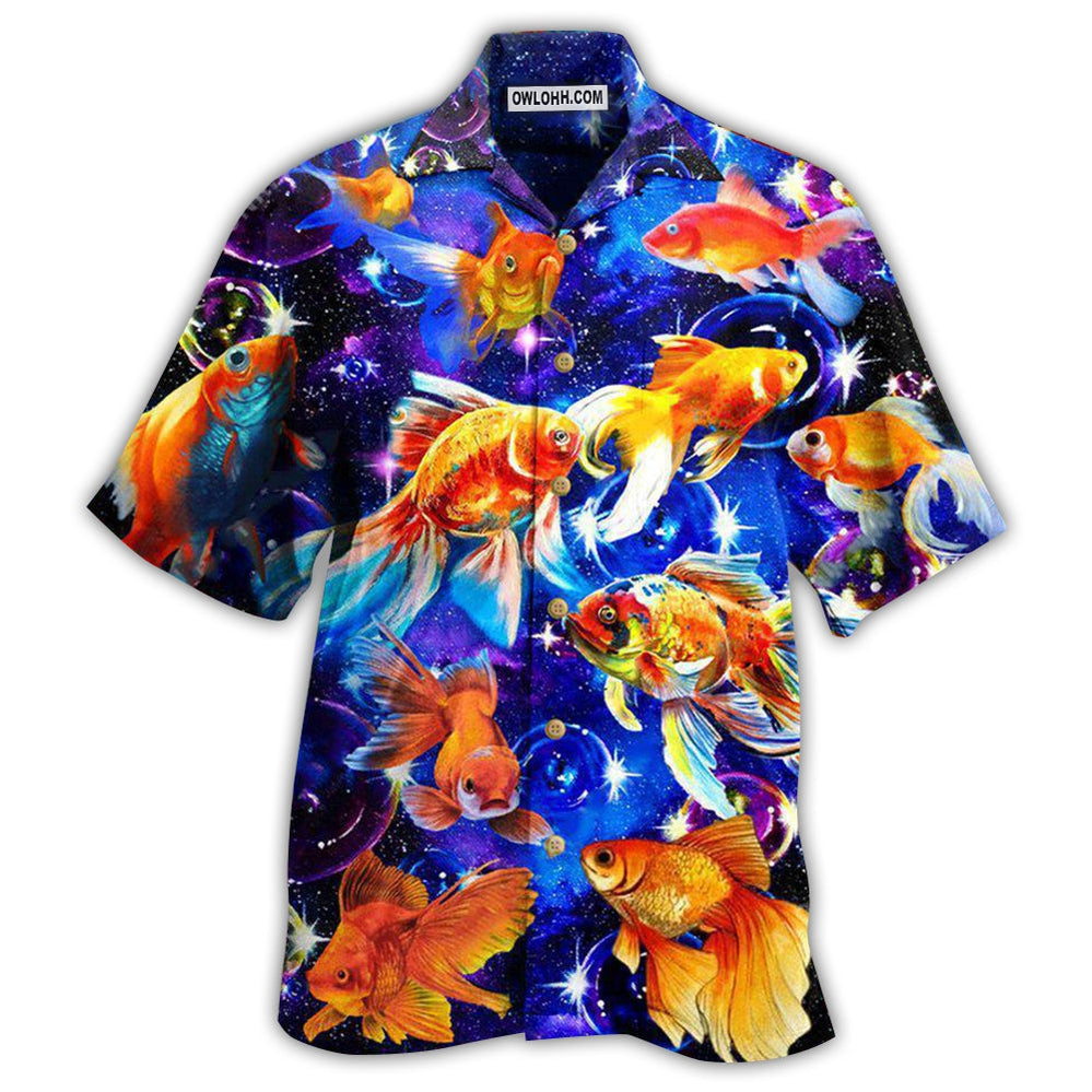 Fish Goldfish In The Galaxy - Hawaiian Shirt - Owl Ohh - Owl Ohh