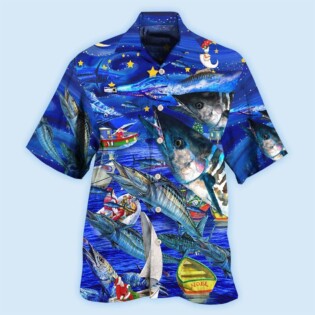 Fishing Love Ocean Blue Merry Christmas - Hawaiian Shirt - Owl Ohh - Owl Ohh