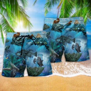 Fish Ocean Undersea Steampunk Fish - Beach Short - Owl Ohh - Owl Ohh
