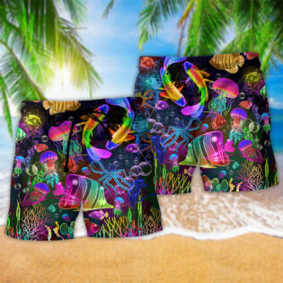 Fish Rainbow Lovely Neon Style - Beach Short - Owl Ohh - Owl Ohh