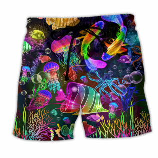 Fish Rainbow Lovely Neon Style - Beach Short - Owl Ohh - Owl Ohh