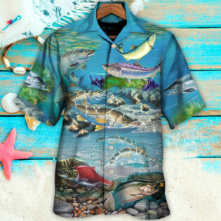 Fish Salmon Is My Therapy Cool - Hawaiian Shirt - Owl Ohh for men and women, kids - Owl Ohh
